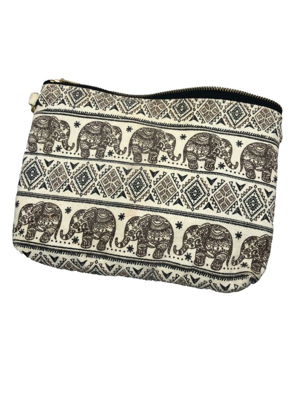 Bohemian Elephant Print 9.5 inch X 7 inch Cosmetic Travel Bag